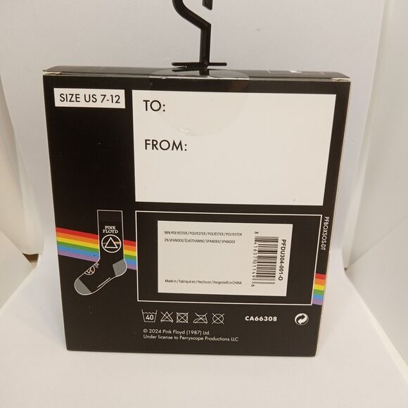 PINK FLOYD Socks In Gift Box Black Crew Socks White & Rainbow Sz 7-12 NEW IN BOX - Picture 4 of 5